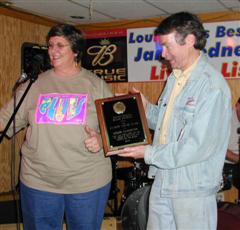 KBS Sylvester Weaver Award Winner Keith Clements being presented with plaque by KBS Prez Brenda Major